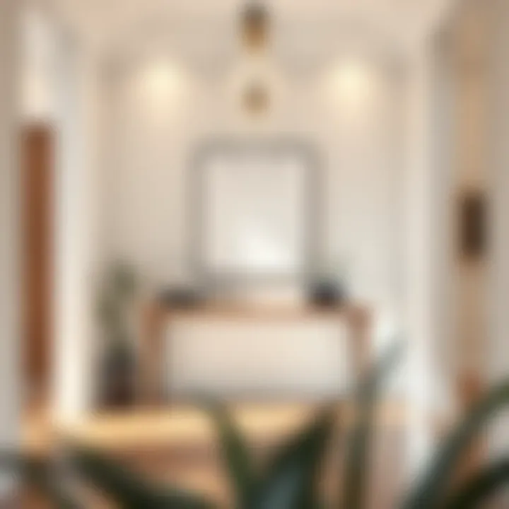 A contemporary entryway featuring a minimalist console table