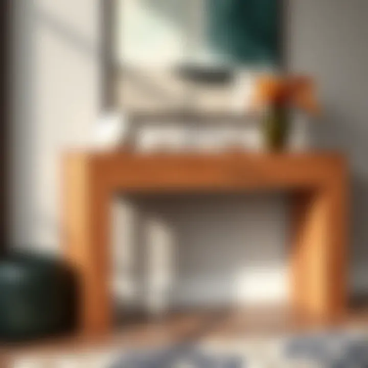 An elegant console table made of reclaimed wood