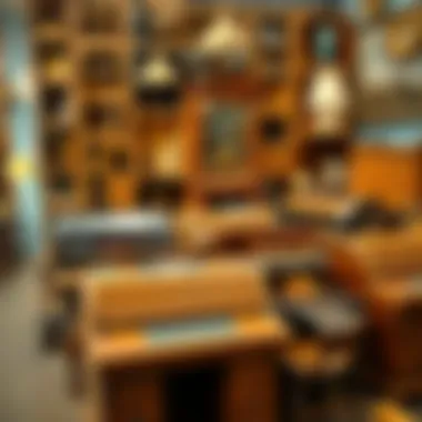 Collection of various antique roll top desks in a local shop