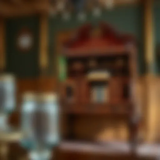 Elegant antique roll top desk showcasing intricate woodwork