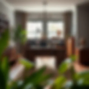 Antique roll top desk styled in a modern home office