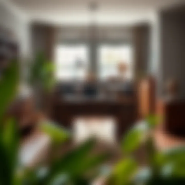 Antique roll top desk styled in a modern home office