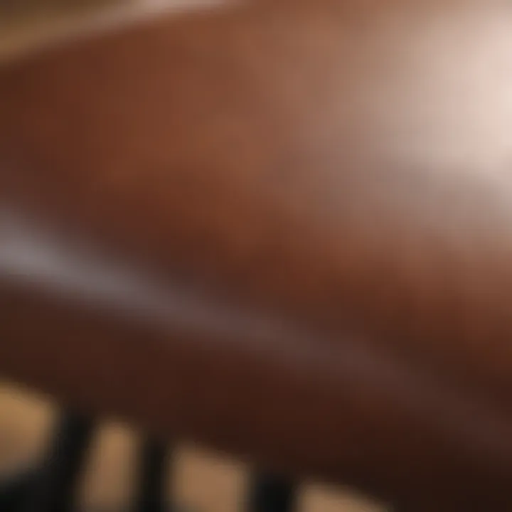 Close-up of leather texture showcasing quality craftsmanship