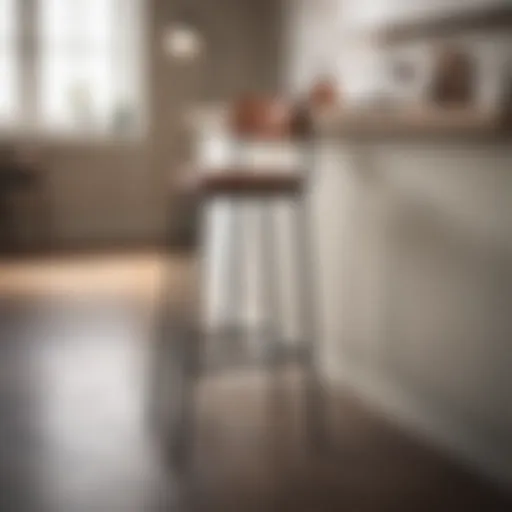 Elegant bar height leather stool in a modern kitchen setting