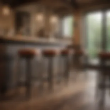 Leather bar stools complementing a rustic dining area