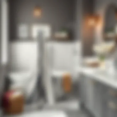 Stylish Boho Towel in a Chic Bathroom Elegant black and white boho bath towel displayed in a modern bathroom setting