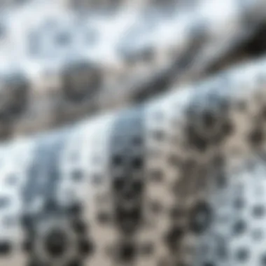 Intricate Pattern of a Boho Bath Towel Close-up of intricate patterns on a black and white boho bath towel