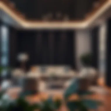 Elegant living room with blackout drapes enhancing the ambiance