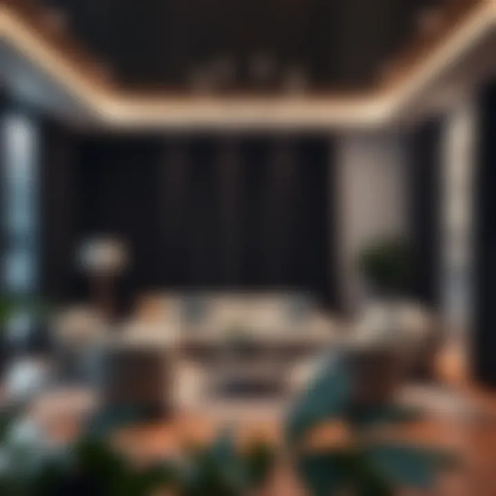 Elegant living room with blackout drapes enhancing the ambiance