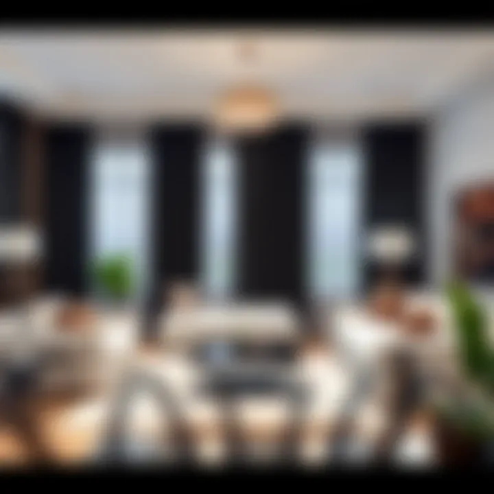 Stylish living room design incorporating blackout drapes