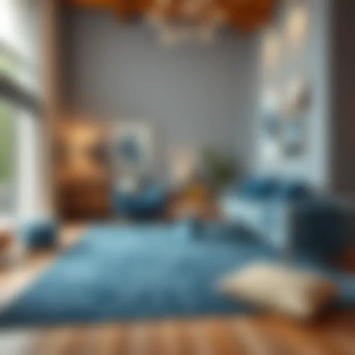 Inviting blue area rug complementing the decor