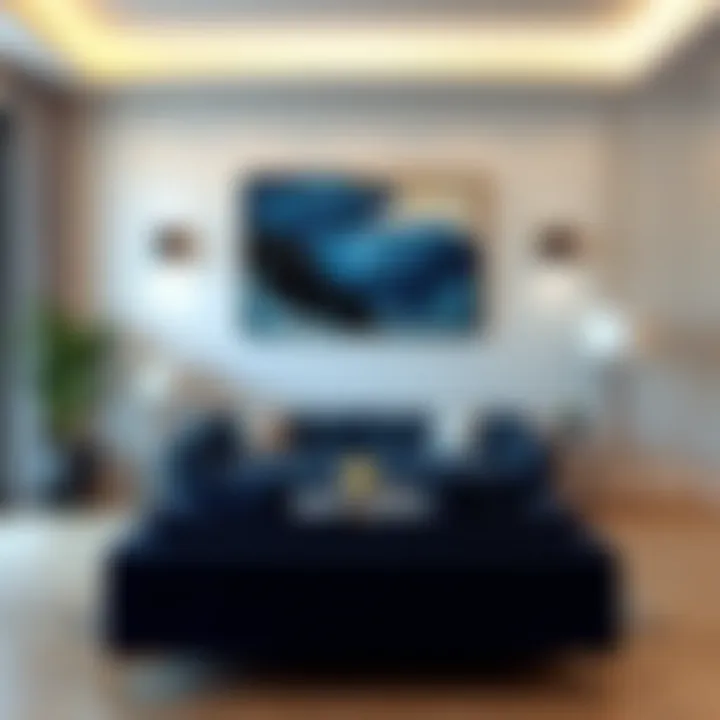 Sophisticated blue wall art enhancing the living room