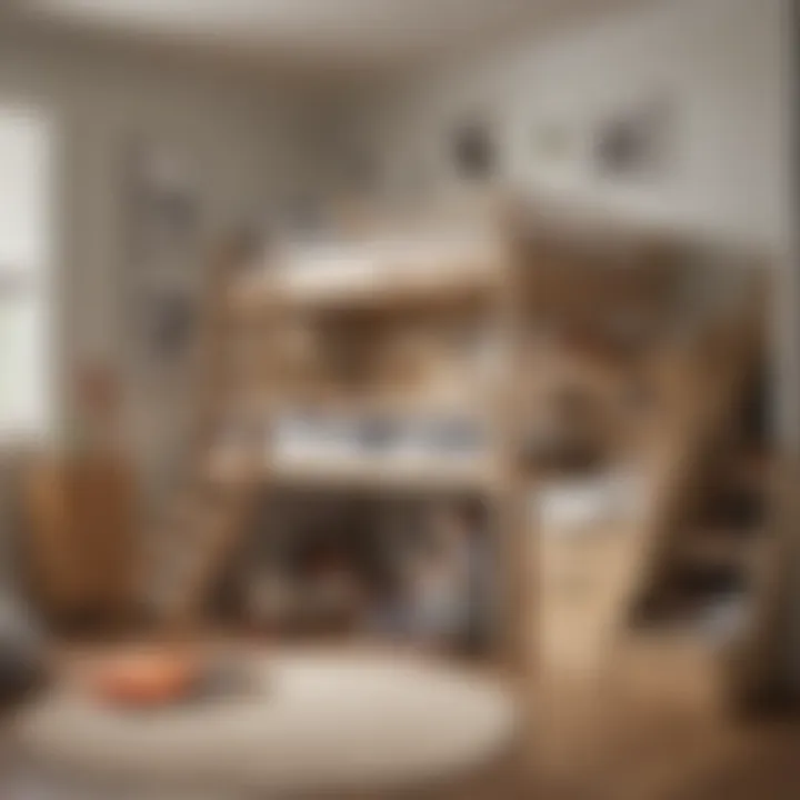 Children enjoying their playtime on a bunk bed with steps and a slide, emphasizing fun and creativity.