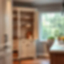 Stylish pantry cabinet with open shelving