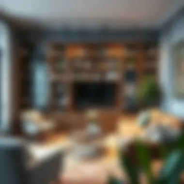 Seamless Integration of Bookcases in Living Spaces Functional corner bookcase set integrated into a cozy living space