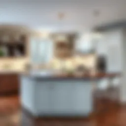 Stylish corner kitchen island with seating arrangement