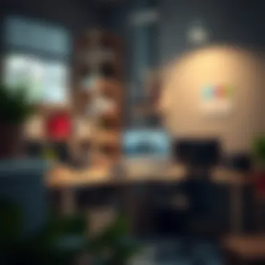 Organized workspace utilizing cube storage solutions