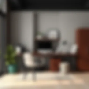 Integration of Storage Bins in Minimalist Office Design Dark brown storage bins seamlessly integrated into a minimalist home office