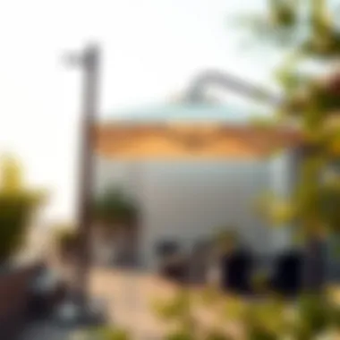 Elegant outdoor space featuring a well-designed heavy-duty umbrella