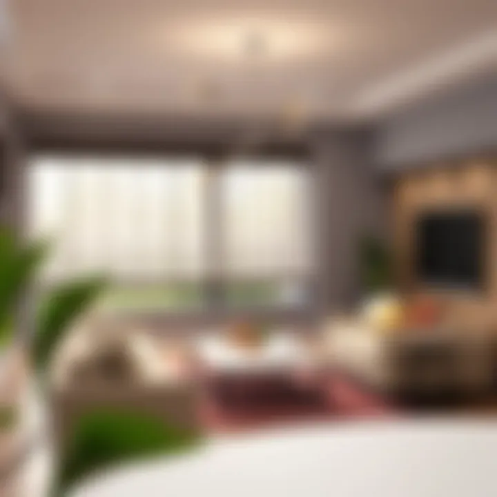 Elegant battery-operated electric blinds in a modern living room