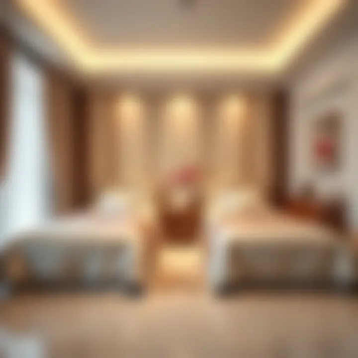 Stylish twin bedroom adorned with elegant silk bed sets