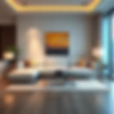 Luxurious 5-foot couch in a contemporary living room setting