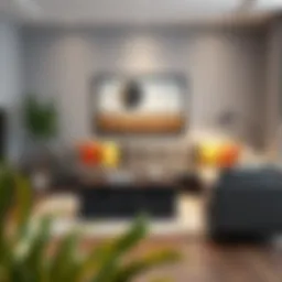 Stylish eleven by eleven cube storage bins arranged in a modern living room setting.