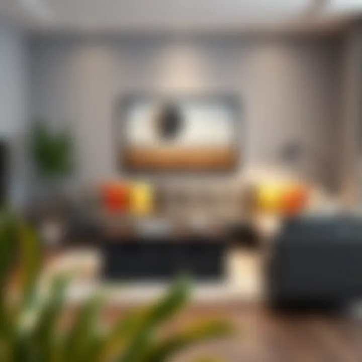 Stylish eleven by eleven cube storage bins arranged in a modern living room setting.