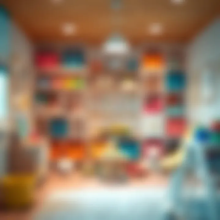 Organized children's playroom featuring eleven by eleven cube storage bins for toys.