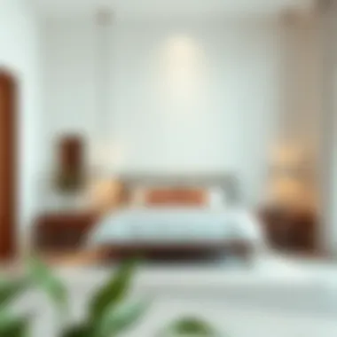 Minimalist bedroom featuring a flat headboard bed