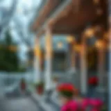Elegant string lights adorning a front porch