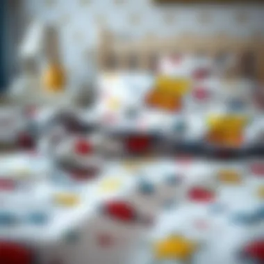 Close-up of bedding materials and textures in Toy Story bed set