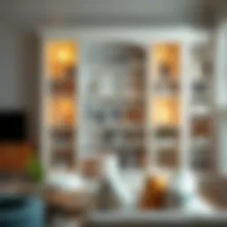 Elegant bookcase with back panel showcasing books and decorative items