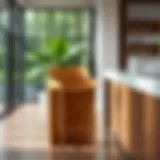 Sleek and Stylish: Modern Wooden Bar Chair Modern wooden bar chair with a minimalist design.