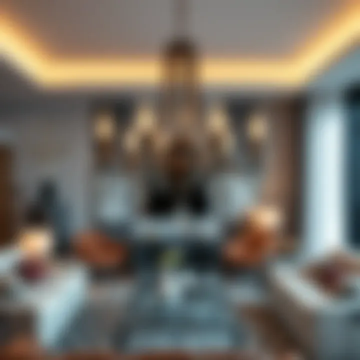 5-light chandelier showcasing artistic flair in a contemporary lounge