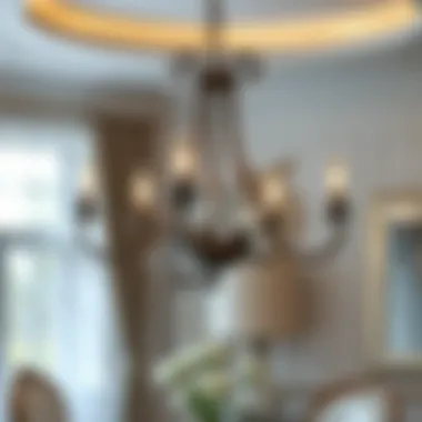 5-light chandelier designed with intricate details in a classic interior