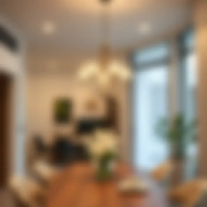 Stylish 5-light chandelier in a modern dining room setting