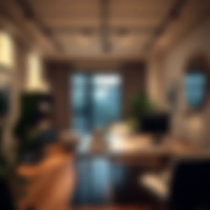 Elegant workspace featuring track lights for focused illumination