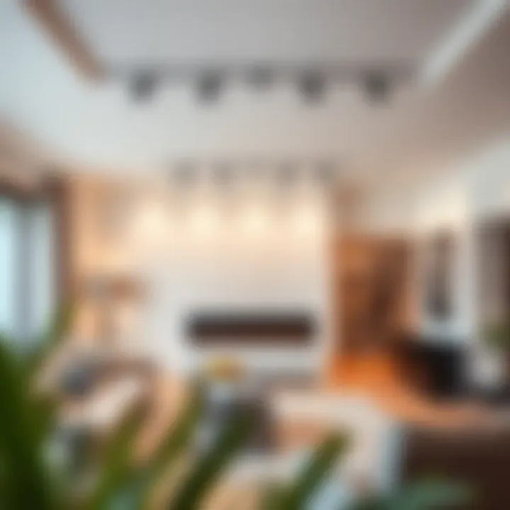 Modern track lighting illuminating a stylish living room