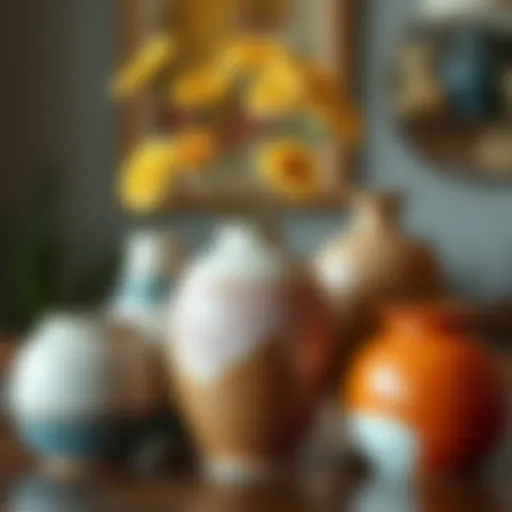 Handcrafted Elegance: Local Ceramic Vases A vibrant arrangement of handmade ceramic vases showcasing local artistry.
