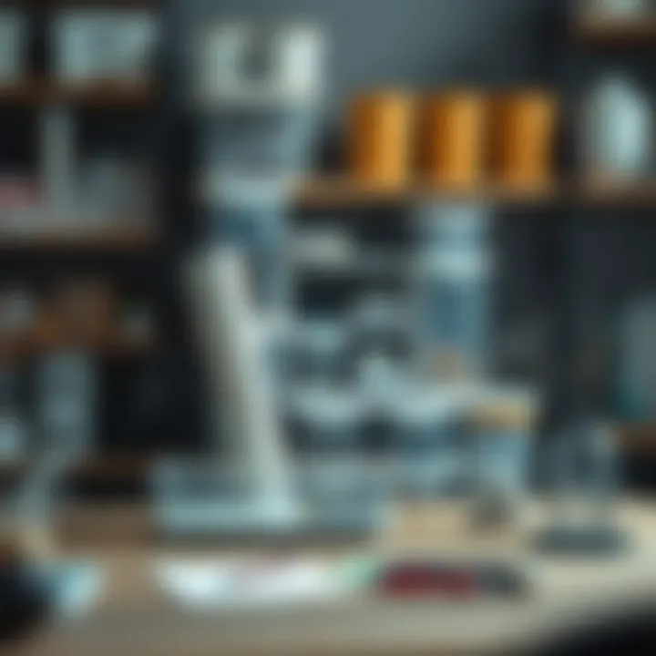 Maximizing Workspace Efficiency An innovative use of long thin containers in a creative workspace for organized supplies.