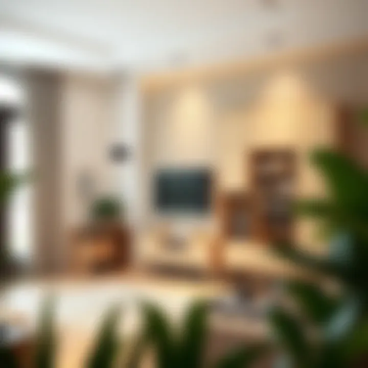 Seamless Integration in Interior Spaces A well-organized living area showcasing the seamless integration of thin storage units.