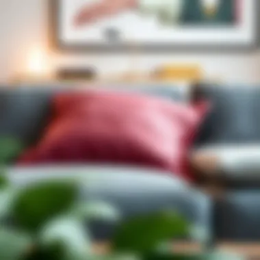 Elegant mauve pink throw pillow on a modern sofa