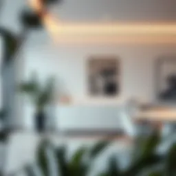 A sleek modern buffet cabinet in a minimalist dining room