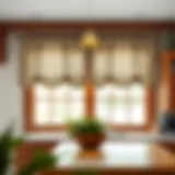 Elegant Valance in Rustic Kitchen Elegant modern farmhouse valance curtains in a rustic kitchen