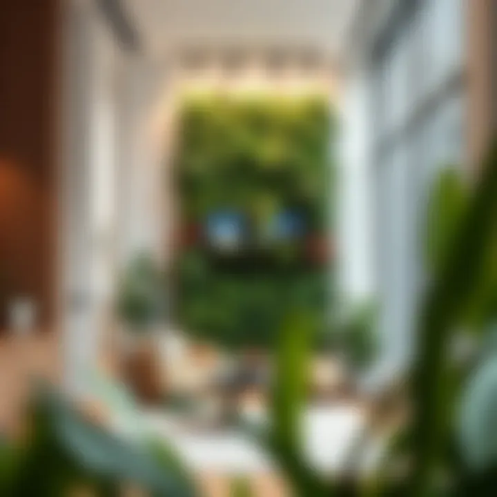 Stunning Vertical Garden in Contemporary Space Contemporary indoor space featuring a stunning vertical garden