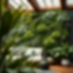 Vibrant green wall adorned with various plant species