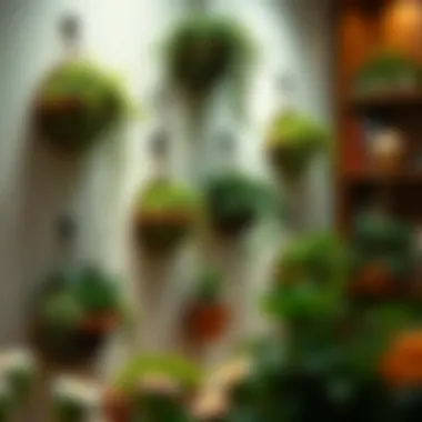 Unique Wall-Mounted Planters with Greenery Unique wall-mounted planters showcasing diverse greenery