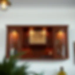 Elegant wooden overhead wall cabinet with glass doors