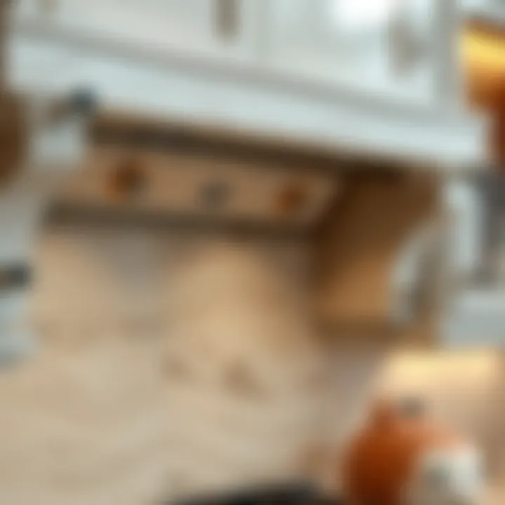 Close-up of luxurious materials used in range hood cabinets